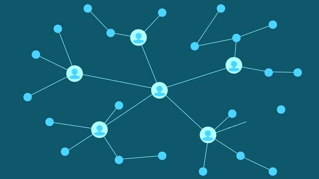 Social network, animation on the blue background (seamless loop)