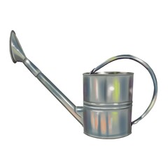 Fototapeta premium Watercolor illustration of an iron watering can. Iron watering can for garden