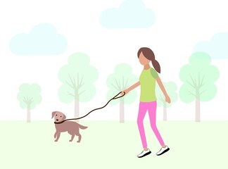 person walking with dog in the Park, dog, people, walk, walking