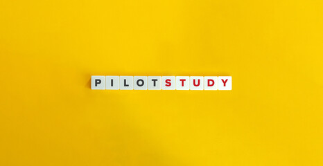 Pilot Study Banner. Letter Tiles on Yellow Background. Minimal Aesthetics. - obrazy, fototapety, plakaty