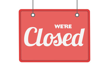 Sorry we are closed hanging sign vector illustration