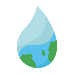 Isolated earth globe on a drop of water icon Vector