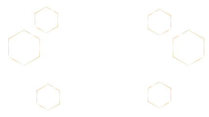 Set of geometric golden frames honeycomb shapes, isolated on white background. Gold color gradient frame for design business card. Minimal desing.