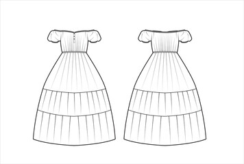 Ladies off-shoulder party dress vector mockup