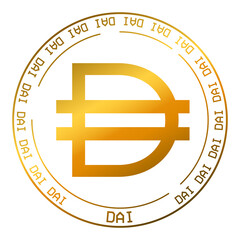 Dai stablecoin cryptocurrency vector money symbol. Blockchain currency gold