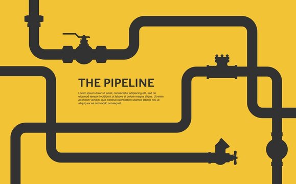 Pipeline infographic. Oil, water or gas flat valve vector design.