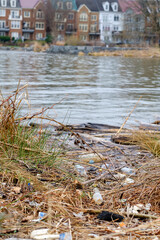 Polluted River and Trash: Potomac River, Alexandria, VA, US