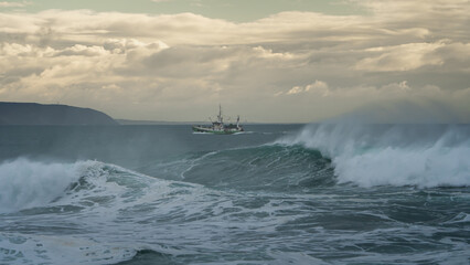 Fishing boat off the coast of Portugal near Nazaré