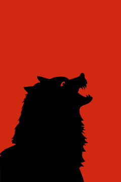 Illustration of a growling wolf. 