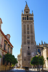 Fototapeta na wymiar Giralda tower in Seville cathedral in Andalucia, Spain