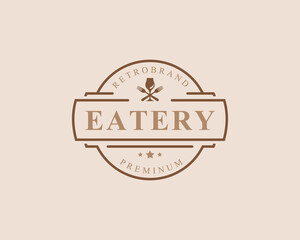 Vintage Retro Badge Restaurant and Cafe icons, Fast Food Logo Design Silhouettes