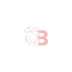 Sexy woman illustration design with letter B icon