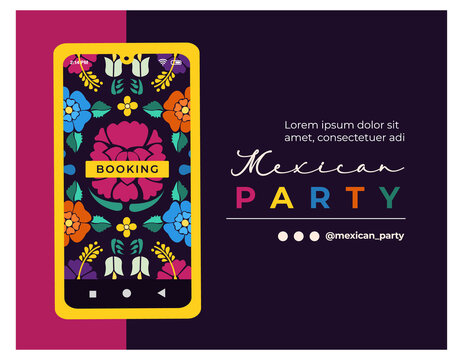 Mexican party digital invitation or landing page design.