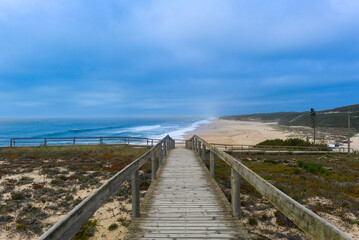 Fototapeta na wymiar Praia da Concha in Marinha Grande, Portugal