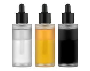 3d render cosmetic bottles mockup, serum, oil