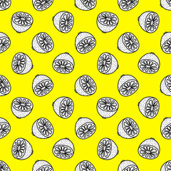  lemons seamless pattern. Background with lemons. Vector illustration