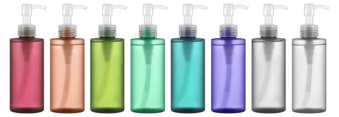 3d render cosmetic bottles with dispenser mockup