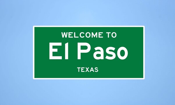 El Paso, Texas City Limit Sign. Town Sign From The USA.