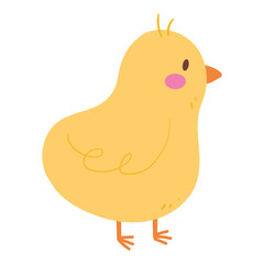 Isolated cute yellow little chicken cartoon Vector