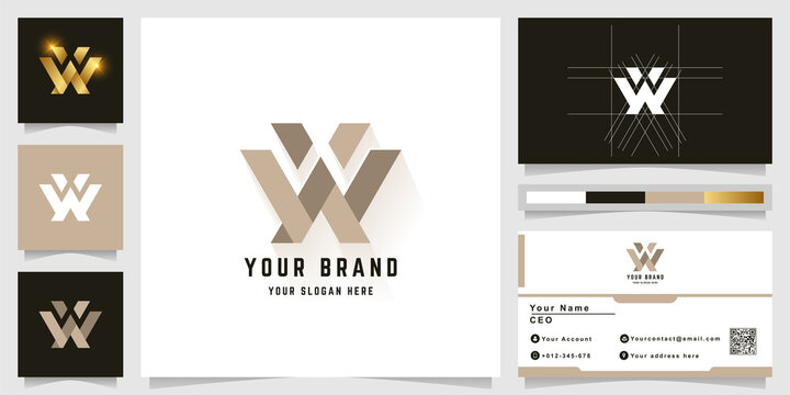 Letter WX or XW monogram logo with business card design