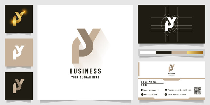 Letter Py or Pv monogram logo with business card design