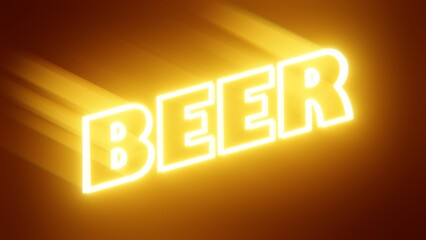 Light Neon word Beer, Illustration Abstract 3d Render