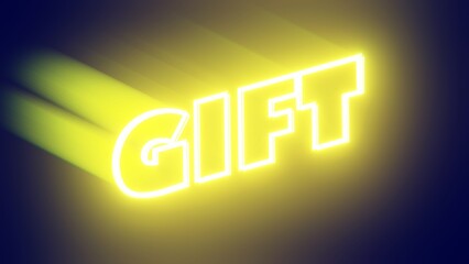 Light Neon word Gift, Illustration Abstract 3d Render