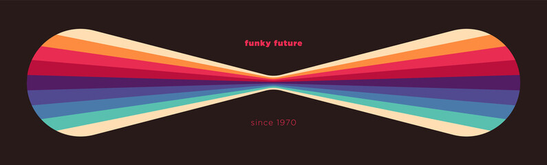 Minimalist abstract background design in retro style with colorful lines. Vector illustration.