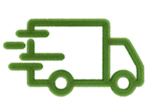 grüner LKW als Symbol aus Gras