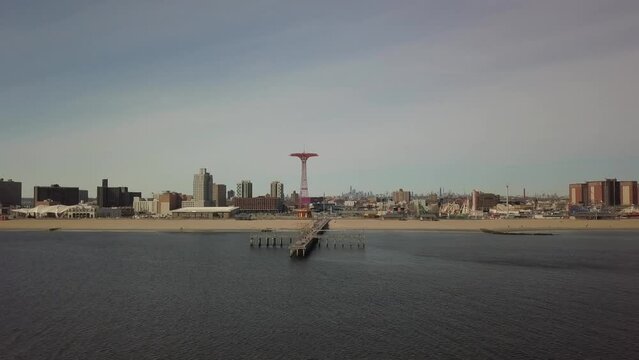 Coney Island New York Brooklyn Ocean and Beach Aerial View