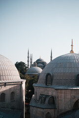 Architectural photo of a mosque (Hagia Sophia) in Istanbul Turkey