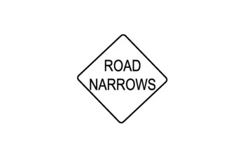 Road narrows traffic sign