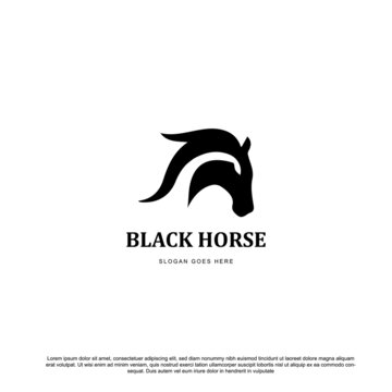 Simple black horse logo design vector