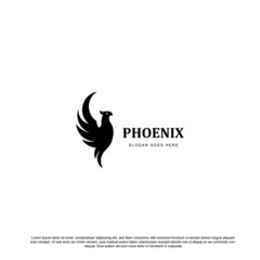 silhouette phoenix logo design vector