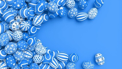Beautiful Easter background with colorful Easter eggs. 3d animation