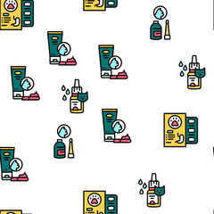 Pet Products Food Vector Seamless Pattern Thin Line Illustration