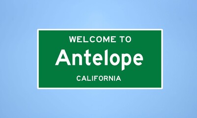 Antelope, California city limit sign. Town sign from the USA. © Rezona