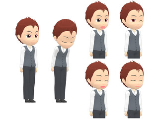 [Greeting] Man Vest short hair oblique angle