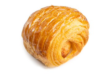 Fresh Homemade Sausage Roll Croissant, good for snack or breakfast, isolated on white background. Clipping path
