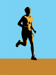 Fototapeta na wymiar Runner silhouette on illustration graphic vector
