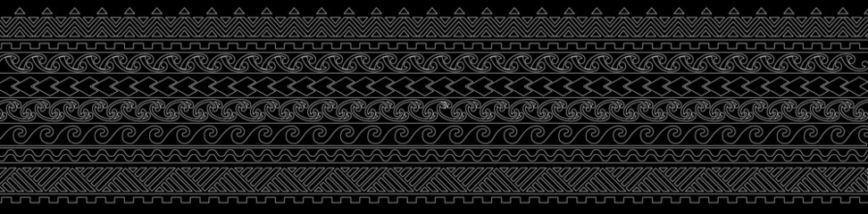 maori geometric pattern tattoo design texture line dark 마오리 문양 타투 도안 - obrazy, fototapety, plakaty