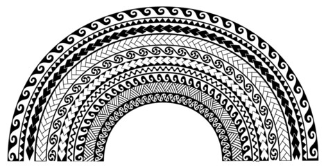 Maori geometric pattern tattoo design texture half moon headband simple