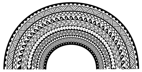 Maori geometric pattern tattoo design texture half moon headband simple - obrazy, fototapety, plakaty