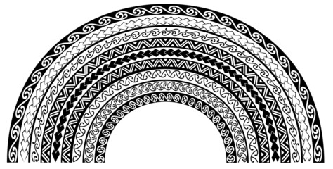 Maori geometric pattern tattoo design texture half moon headband - obrazy, fototapety, plakaty