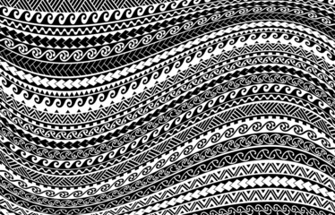 maori geometric pattern tattoo design texture wave large simple - obrazy, fototapety, plakaty