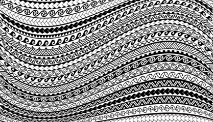 maori geometric pattern tattoo design texture wave normal - obrazy, fototapety, plakaty