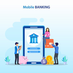 Mobile banking concept illustration vector.