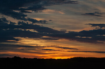 Beautiful sunrise with clouds in Santa Vitória do Palmar , brazil