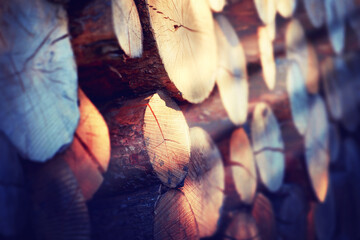 What do you call a group of sticks. Closeup shot of wooden logs.