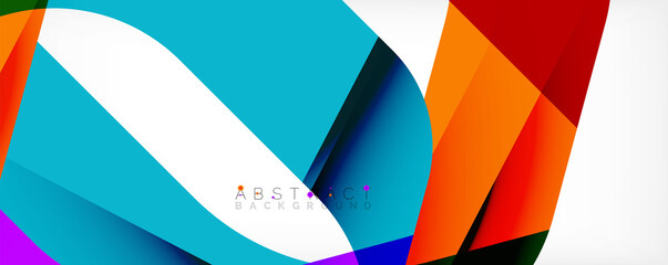 Obraz premium Geometric abstract background - multicolored abstract shapes on white. Vector Illustration For Wallpaper, Banner, Background, Landing Page